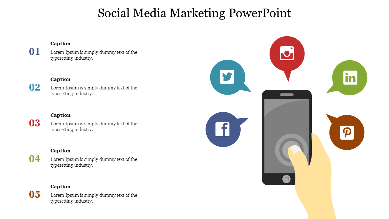 Five Node Social Media Marketing PowerPoint Presentation